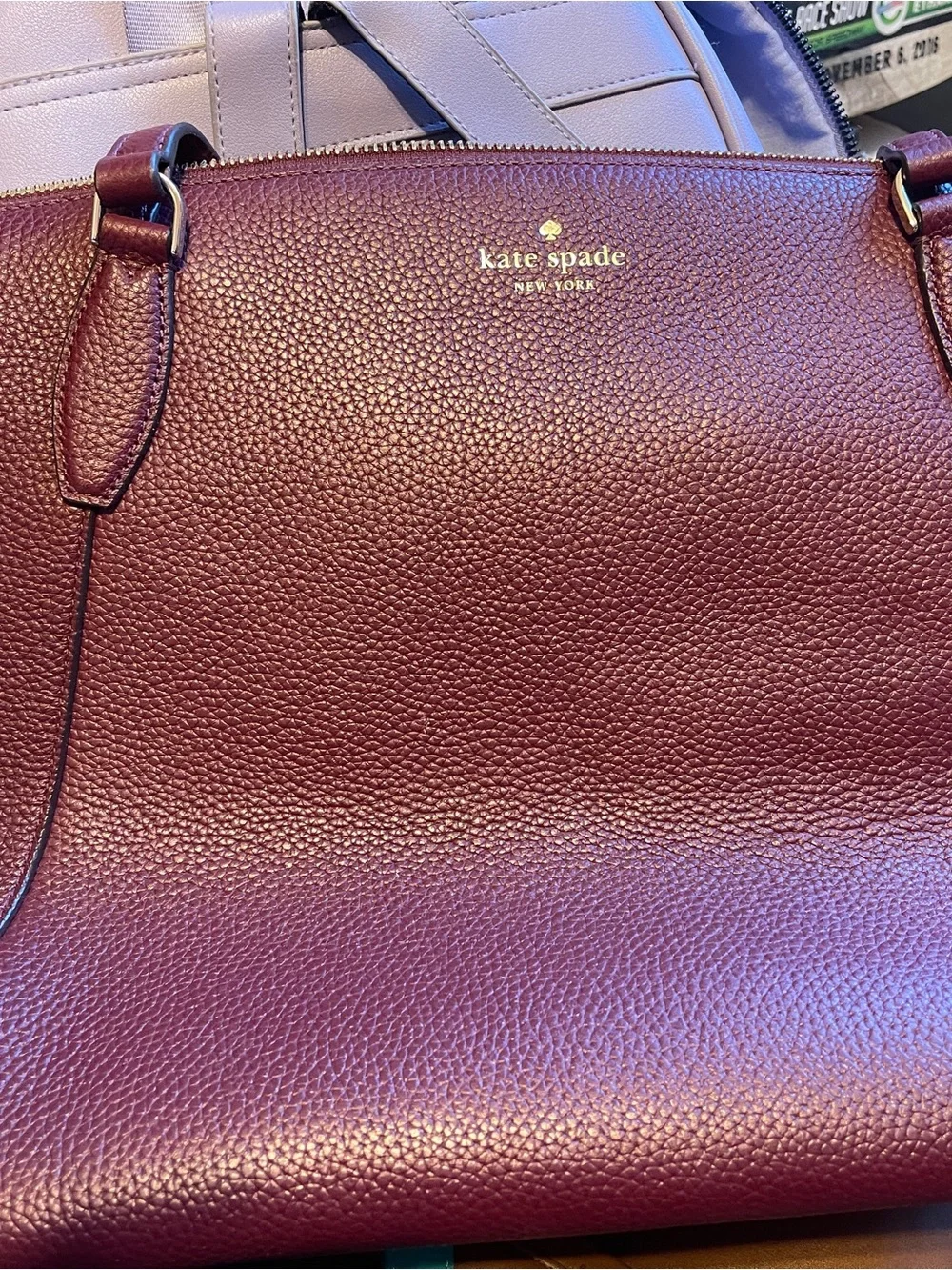 kate spade Pebbled Leather Shoulder Bag — Wine